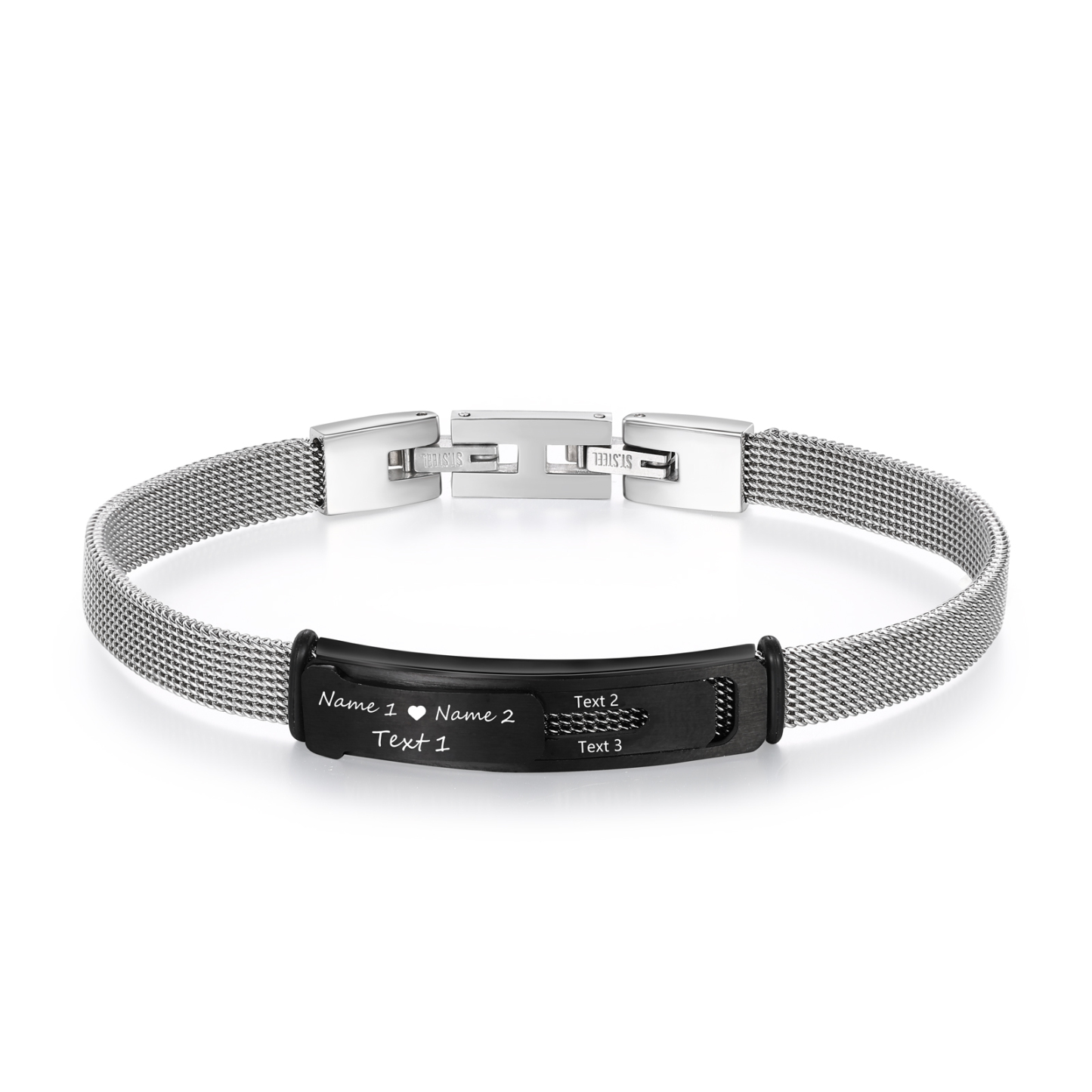 Personalized 2 Names & 3 Texts Bracelet for Couple – Stainless Steel Bracelet Gift | Lorajewel