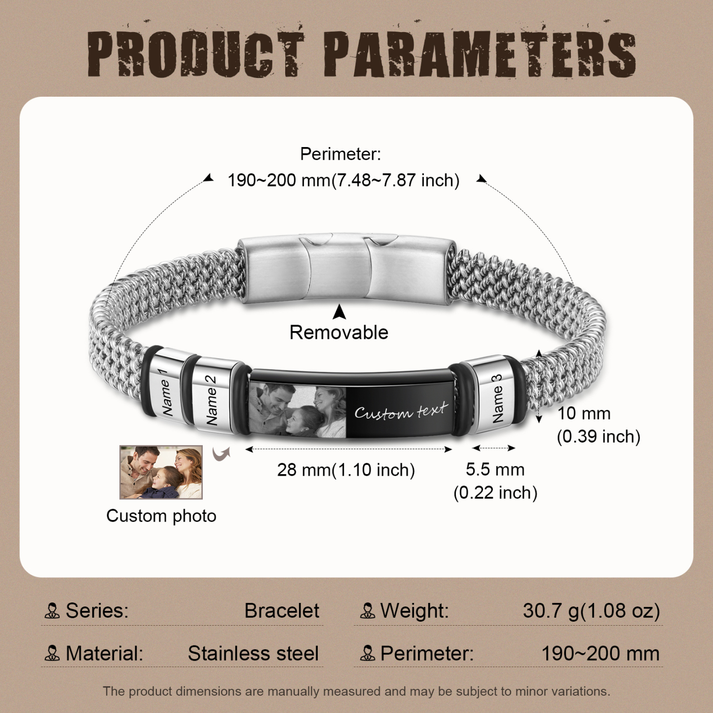 3 Names Personalized Men Adjustable Bracelet – Father's Day Gift | Lorajewel