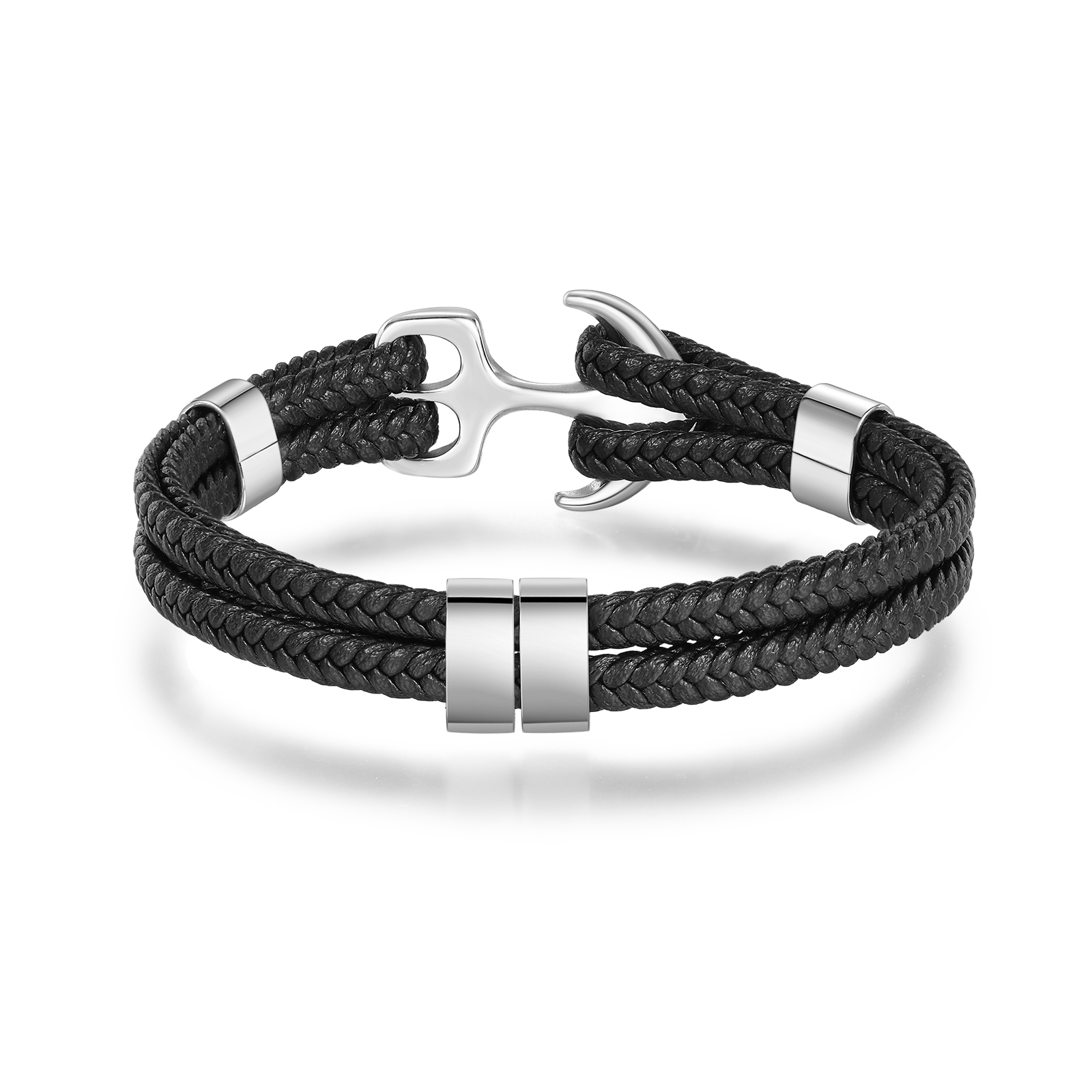 2 Names Personalized Rope Bracelet for Men – Custom Engraved Stainless Steel Anchor Clasp | Lorajewel