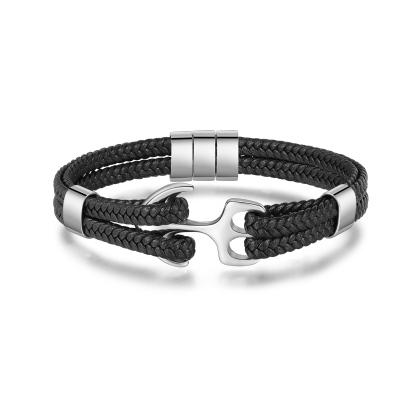 3 Names Personalized Rope Bracelet for Men – Custom Engraved Stainless Steel Anchor Clasp | Lorajewel