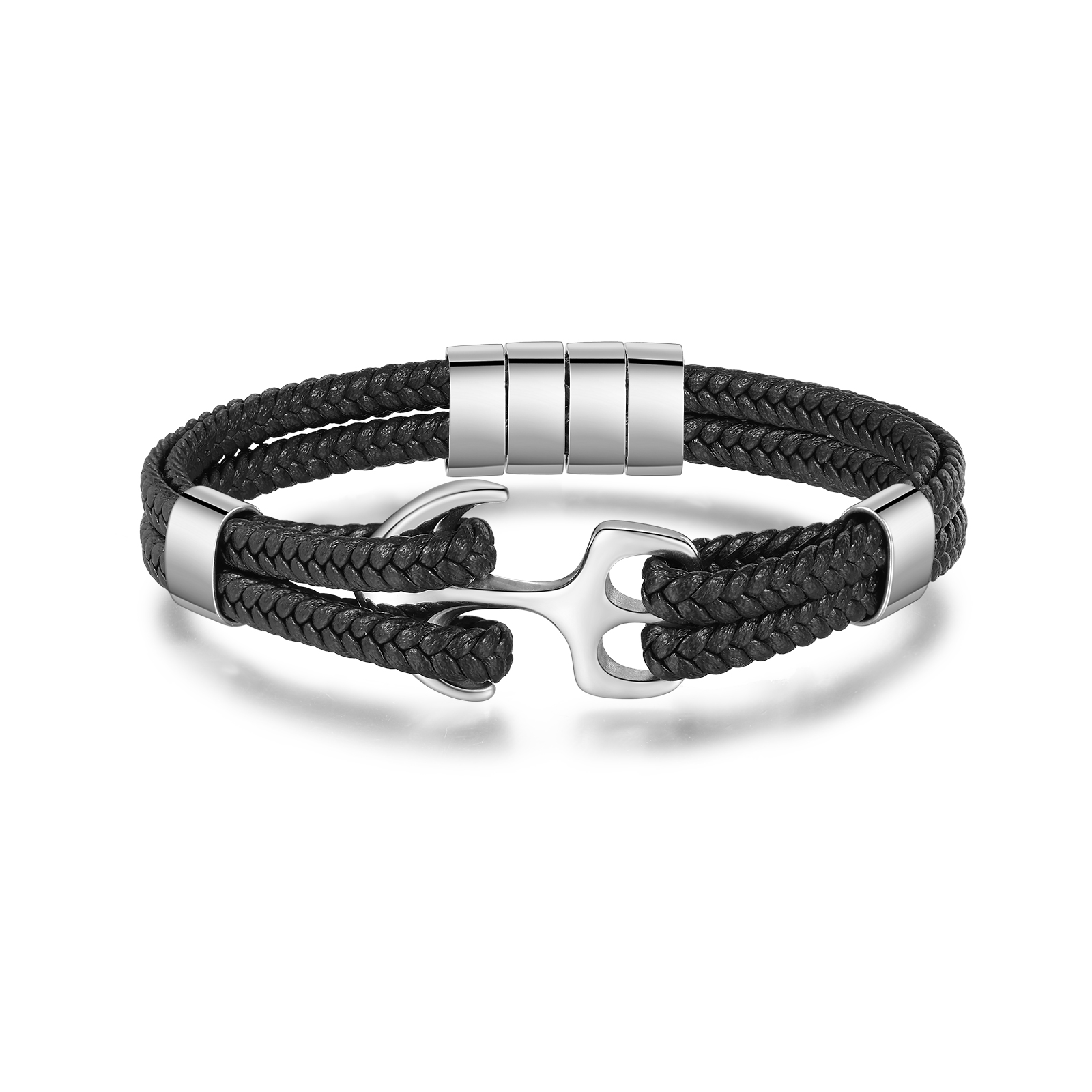 4 Names Personalized Rope Bracelet for Men – Custom Engraved Stainless Steel Anchor Clasp | Lorajewel