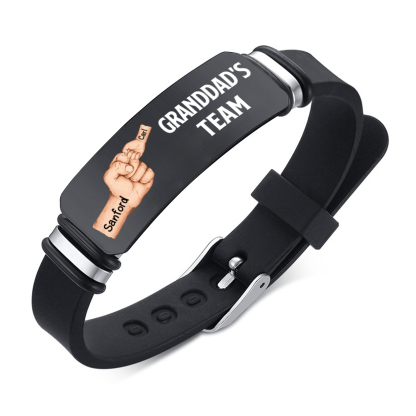 Personalized Fist Charm Bracelet Engraved 2 Names Men's Bracelet Gifts For Dad/Granddad | Lorajewel