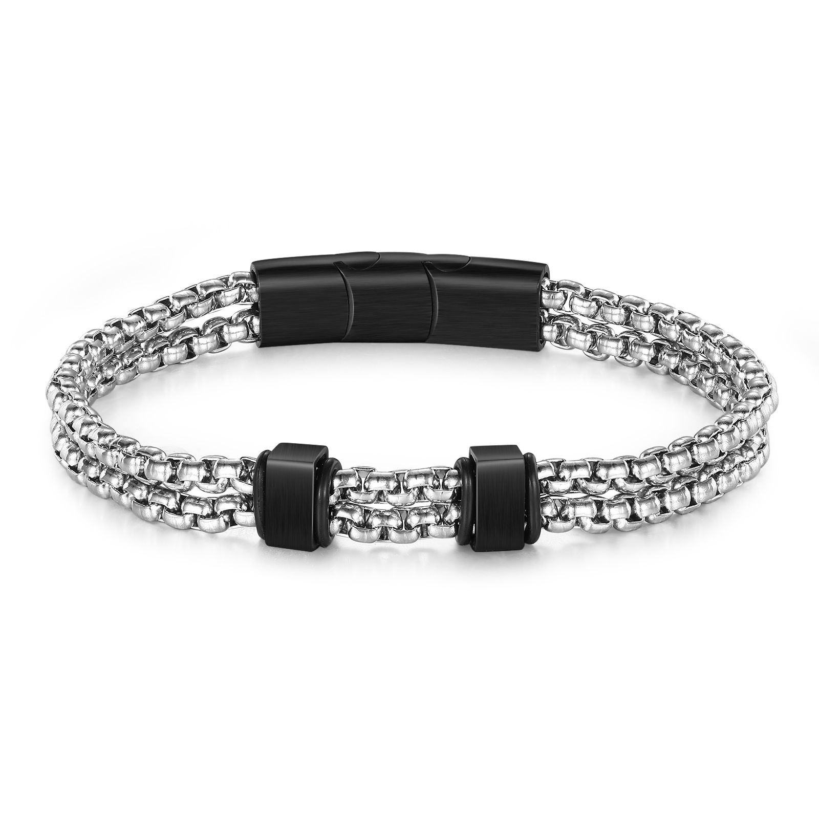 Personalized Men Stainless Steel Bracelet with 2 Names - Custom Gift for Him | Lorajewel