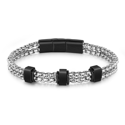 Personalized Men Stainless Steel Bracelet with 3 Names - Custom Gift for Him | Lorajewel