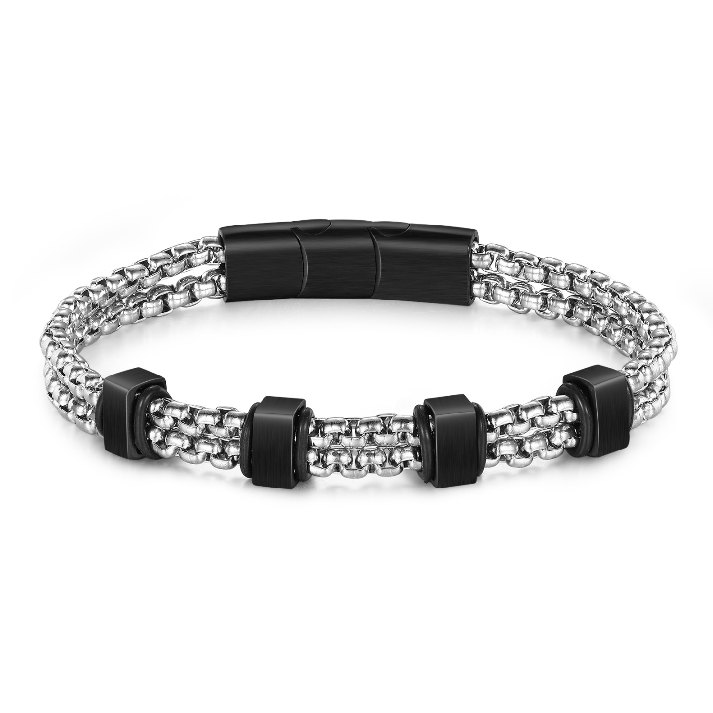 Personalized Men Stainless Steel Bracelet with 4 Names - Custom Gift for Him | Lorajewel