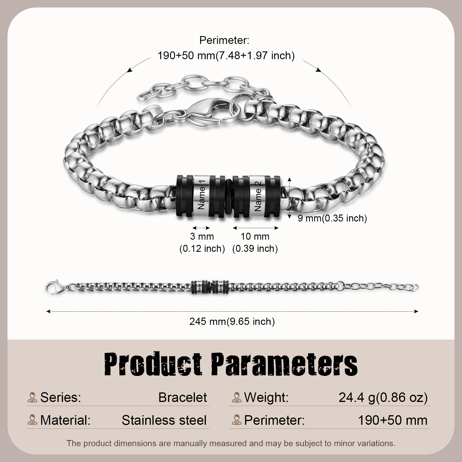 2 Names Personalized Men Adjustable Bracelet – Father's Day Gift | Lorajewel