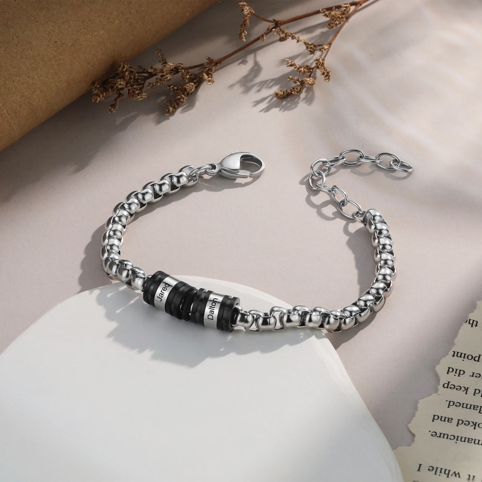 2 Names Personalized Men Adjustable Bracelet – Father's Day Gift | Lorajewel