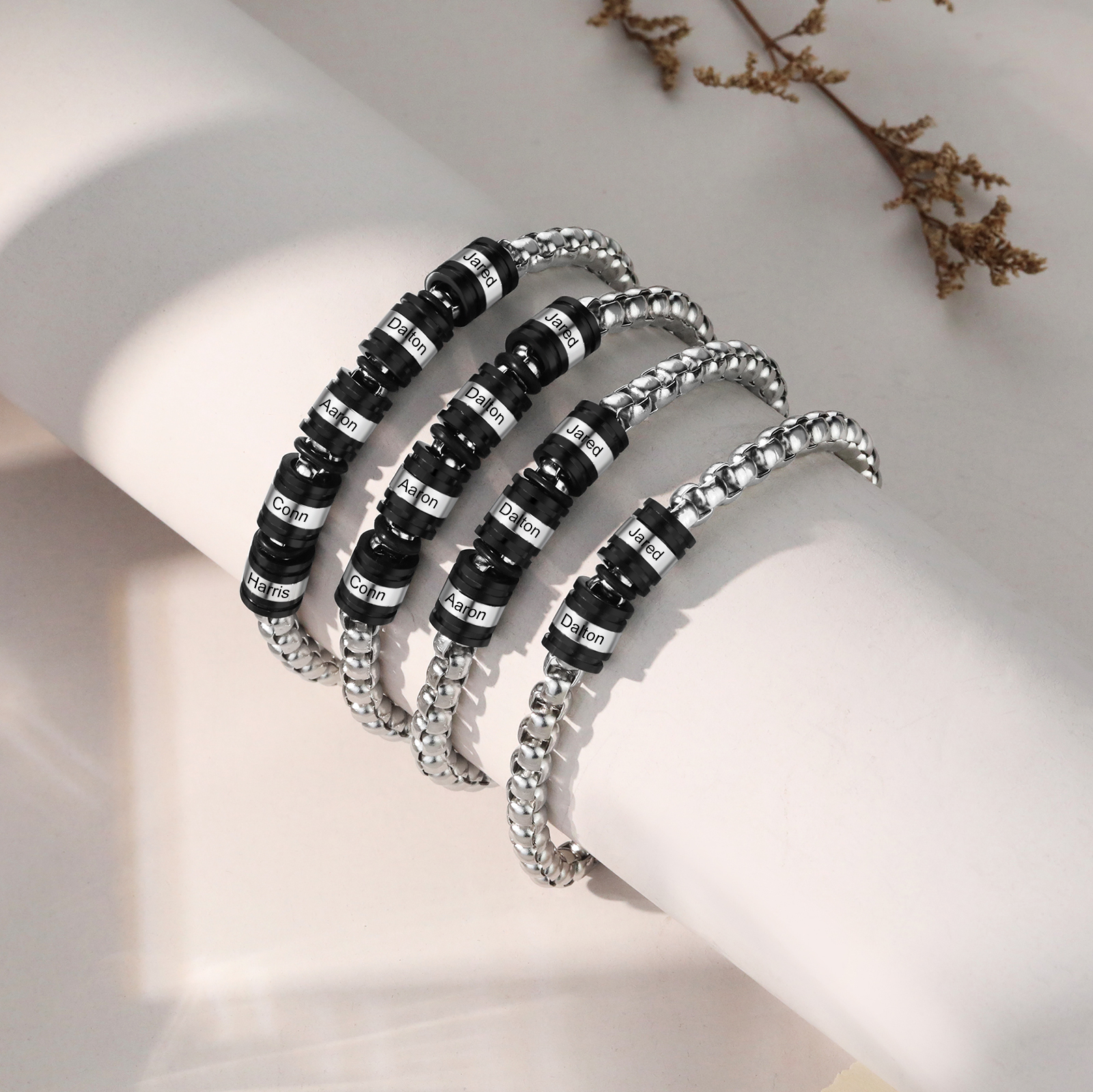 2 Names Personalized Men Adjustable Bracelet – Father's Day Gift | Lorajewel