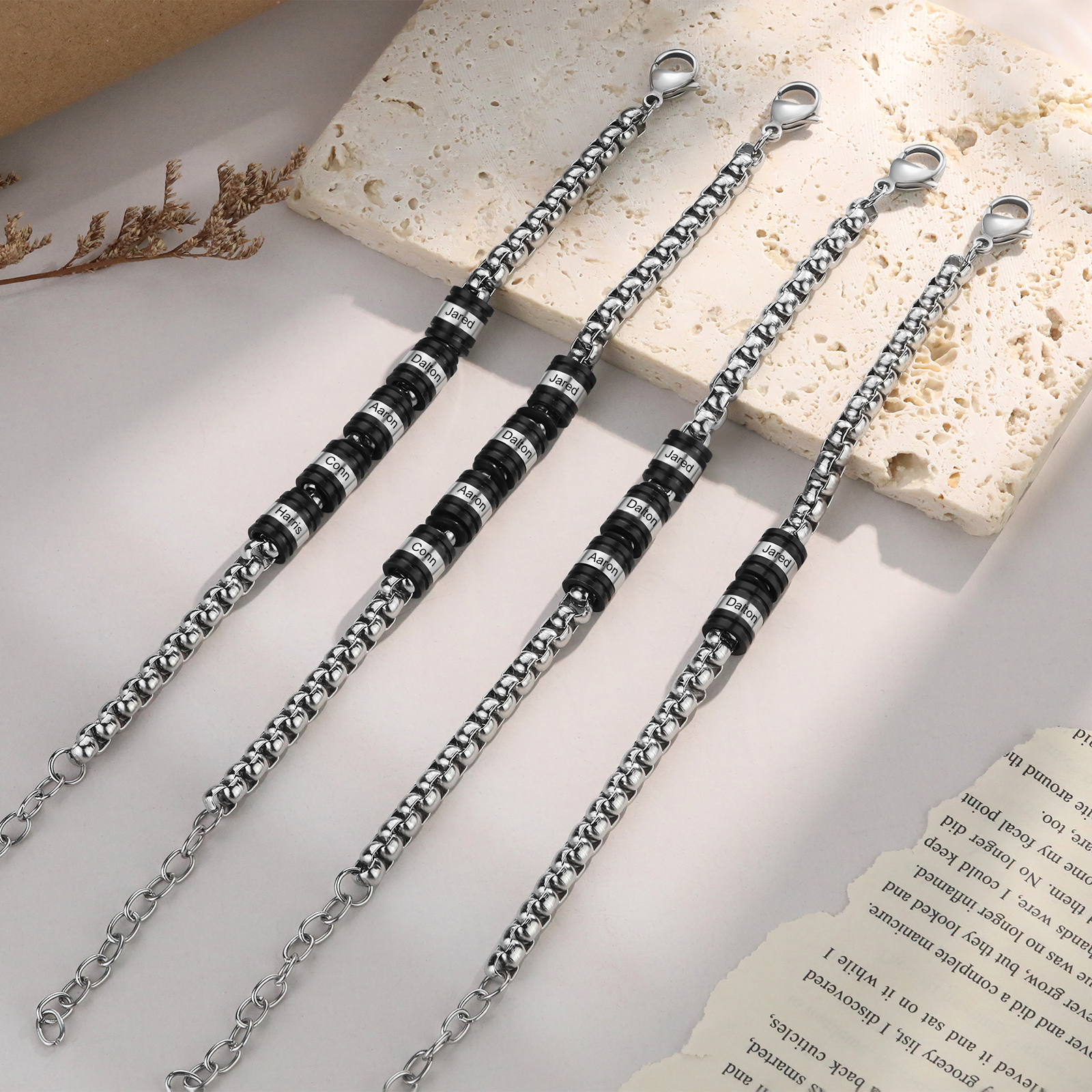 2 Names Personalized Men Adjustable Bracelet – Father's Day Gift | Lorajewel