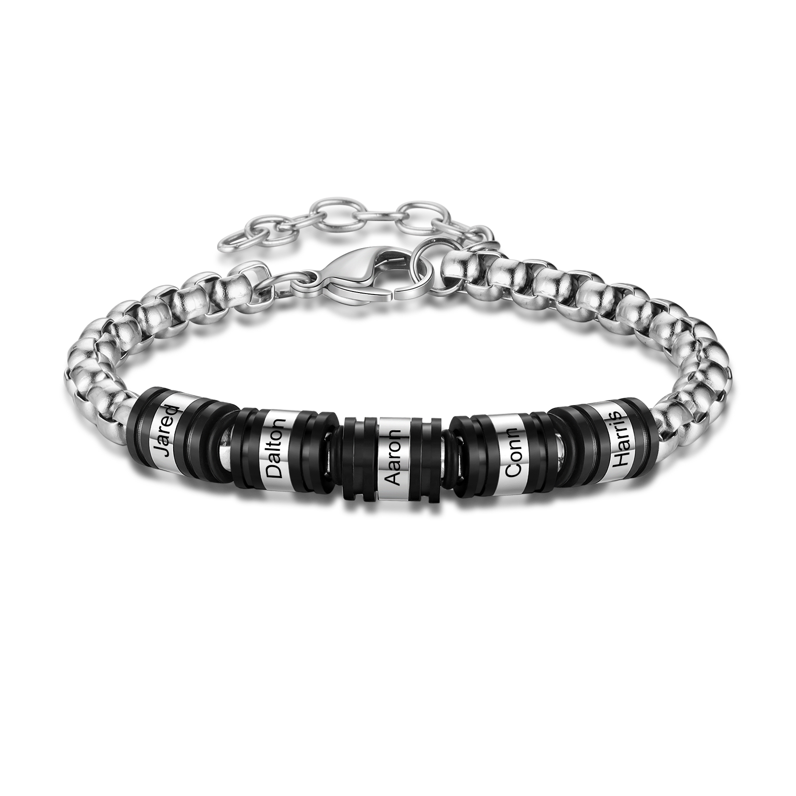 5 Names Personalized Men Adjustable Bracelet – Father's Day Gift | Lorajewel