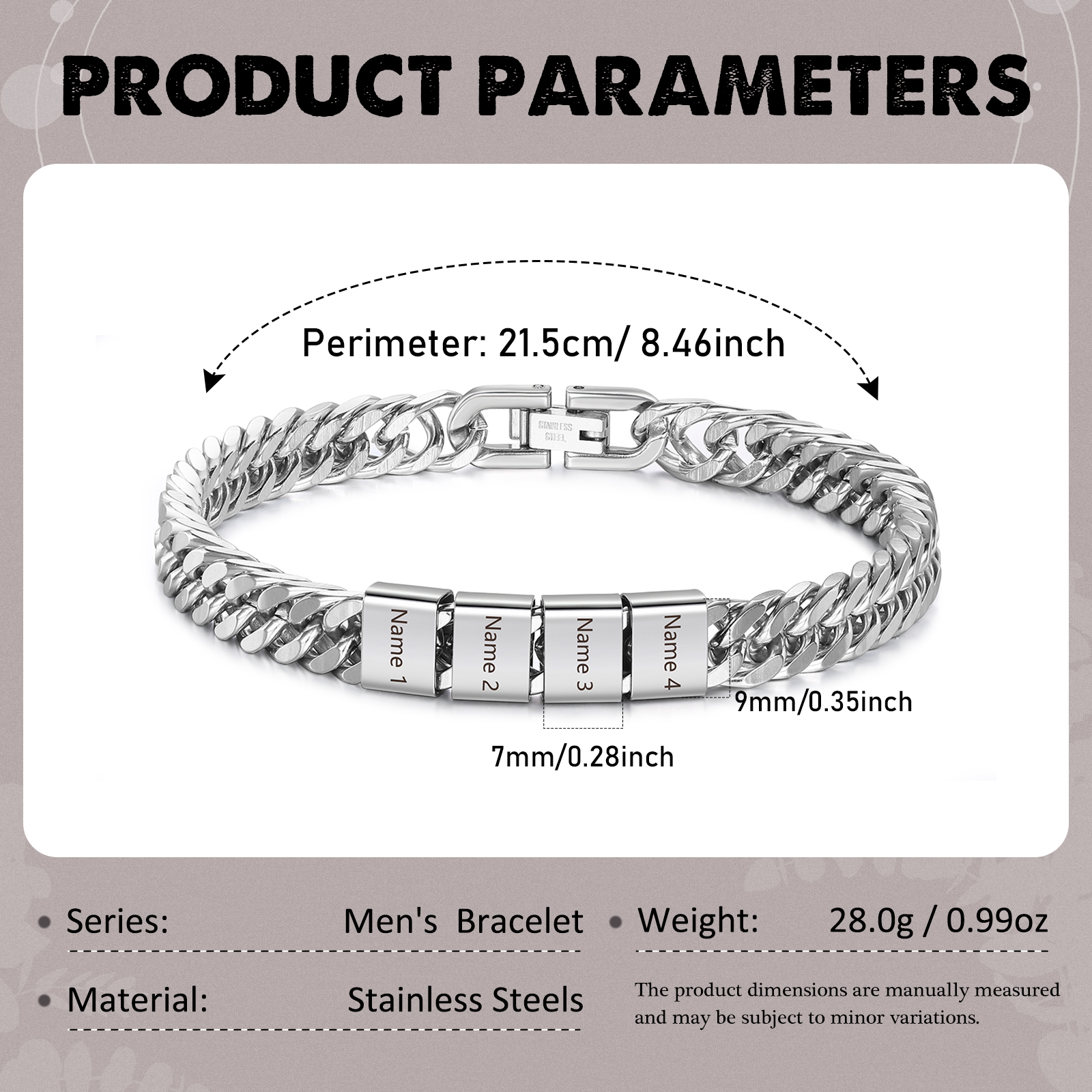 4 Names Personalized Men’s Bracelet – Bold, Durable, and Made Just for Him | Lorajewel