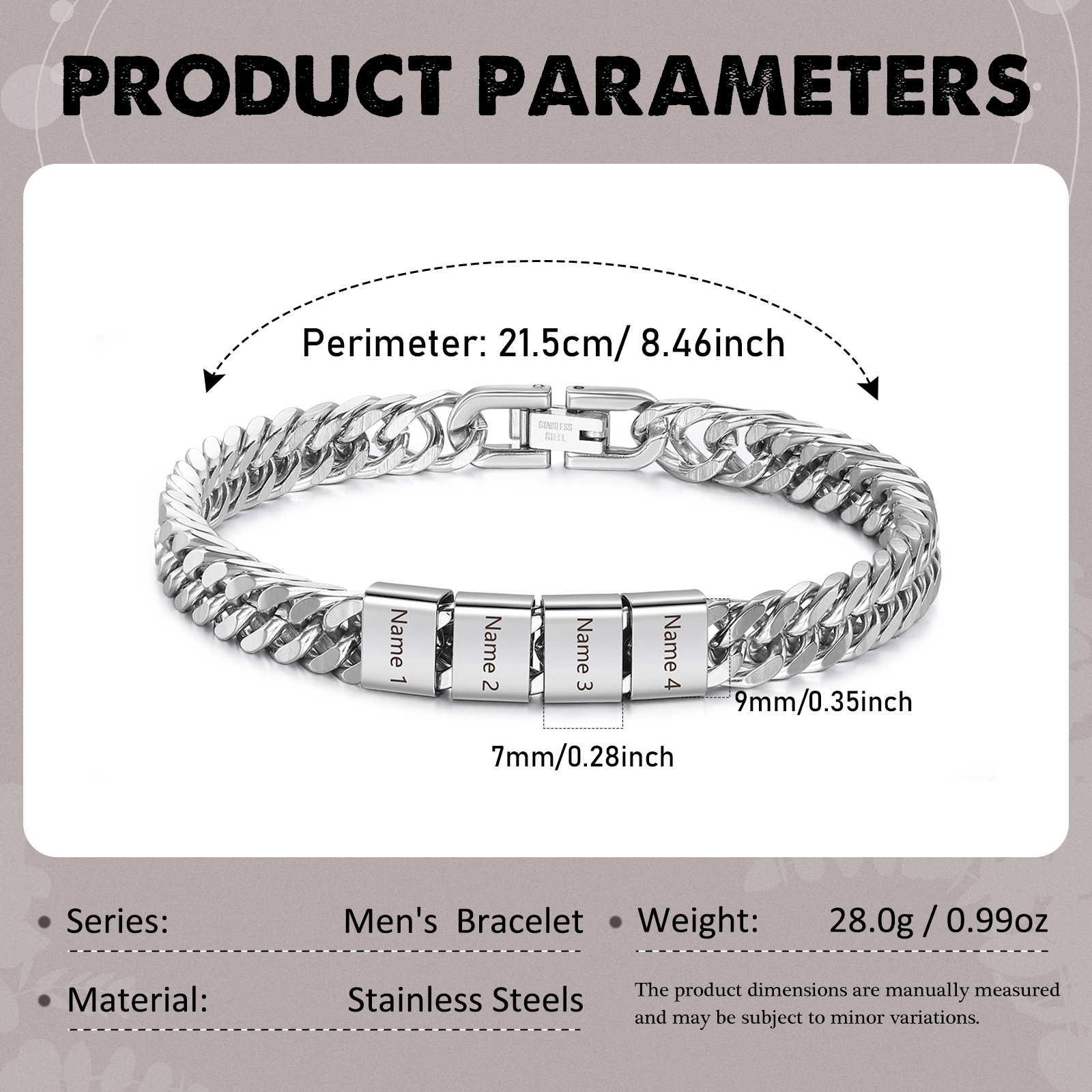 4 Names Personalized Men’s Bracelet – Bold, Durable, and Made Just for Him | Lorajewel