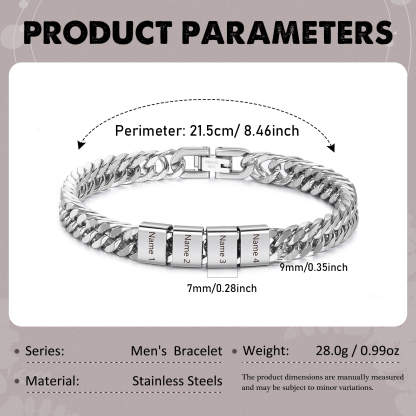 4 Names Personalized Men’s Bracelet – Bold, Durable, and Made Just for Him | Lorajewel