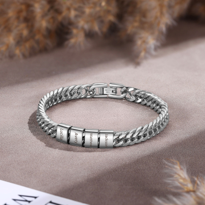 4 Names Personalized Men’s Bracelet – Bold, Durable, and Made Just for Him | Lorajewel