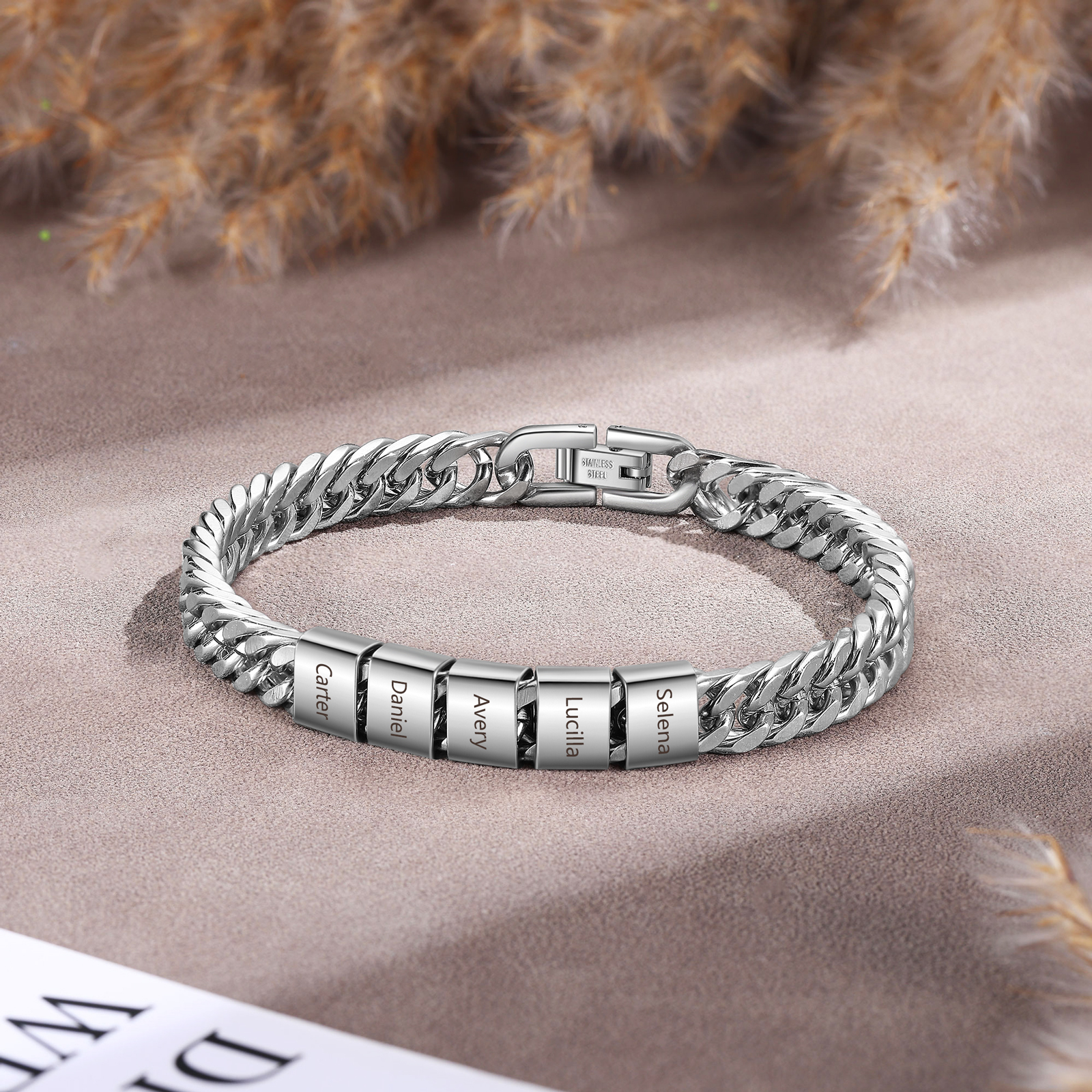 5 Names Personalized Men’s Bracelet – Bold, Durable, and Made Just for Him | Lorajewel