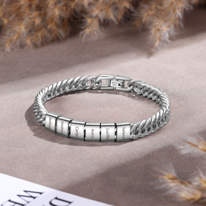 6 Names Personalized Men’s Bracelet – Bold, Durable, and Made Just for Him | Lorajewel