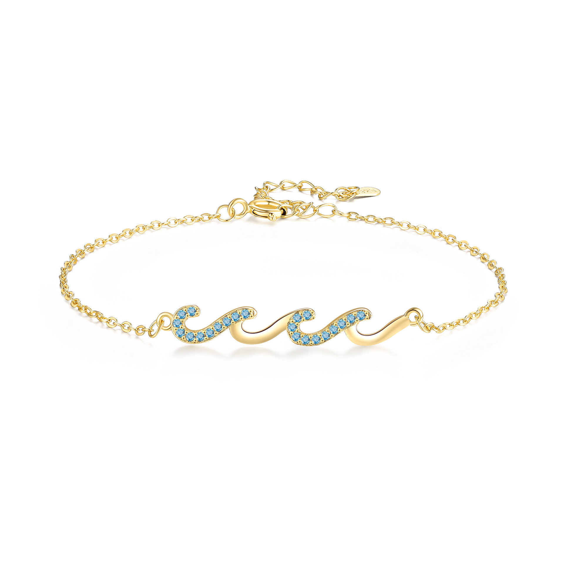 Wave Bracelet in Silver or Gold – Crystal Ocean Wave Chain Bracelet for Women, Beach-Inspired Jewellery Gift | Lorajewel