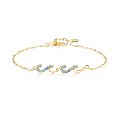 Wave Bracelet in Silver or Gold – Crystal Ocean Wave Chain Bracelet for Women, Beach-Inspired Jewellery Gift | Lorajewel