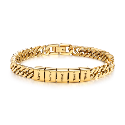 Custom Engraved 2-5 Names Cuban Link Mens Bracelet Personalized Gift for Dad/Grandpa | Lorajewel
