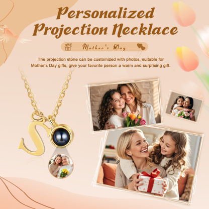 Personalized Initial & Photo Projection Necklace