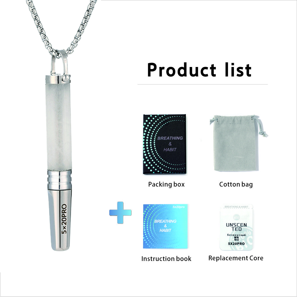 Gemstone Cylinder Breathing Necklace, Steel Tip