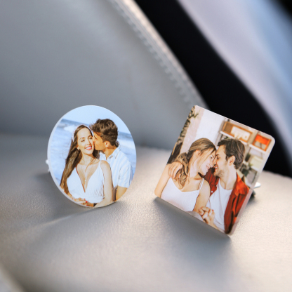 Personalized Car Photo Holder Stylish Square & Round Shapes Valentine’s Day Gift for Him