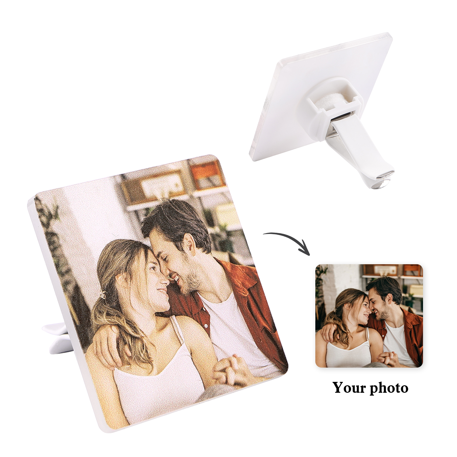 Personalized Car Photo Holder Stylish Square & Round Shapes Valentine’s Day Gift for Him