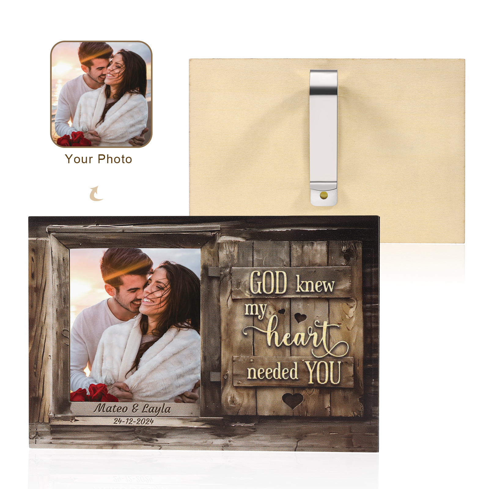 Personalized Photo Car Visor Clip God Knew My Heart Needed You Gift for Him
