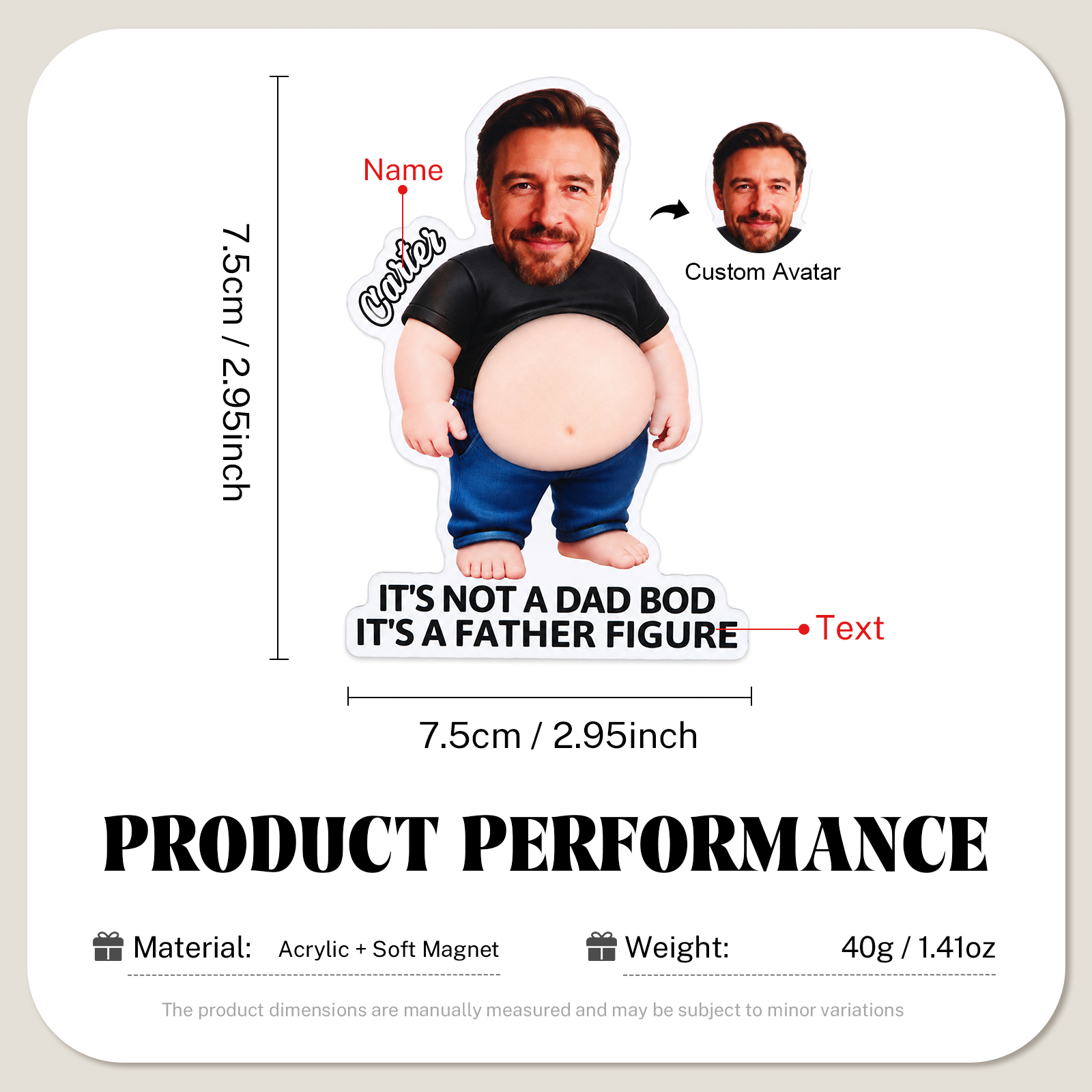 Personalized Funny Dad Bod Fridge Magnet
