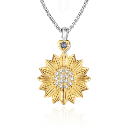 Sunflower Locket Necklace Personalised Engraving You Are My Sunshine Gift Birthday Valentines Mothers Day for Her Mum Wife Daughter | Lorajewel