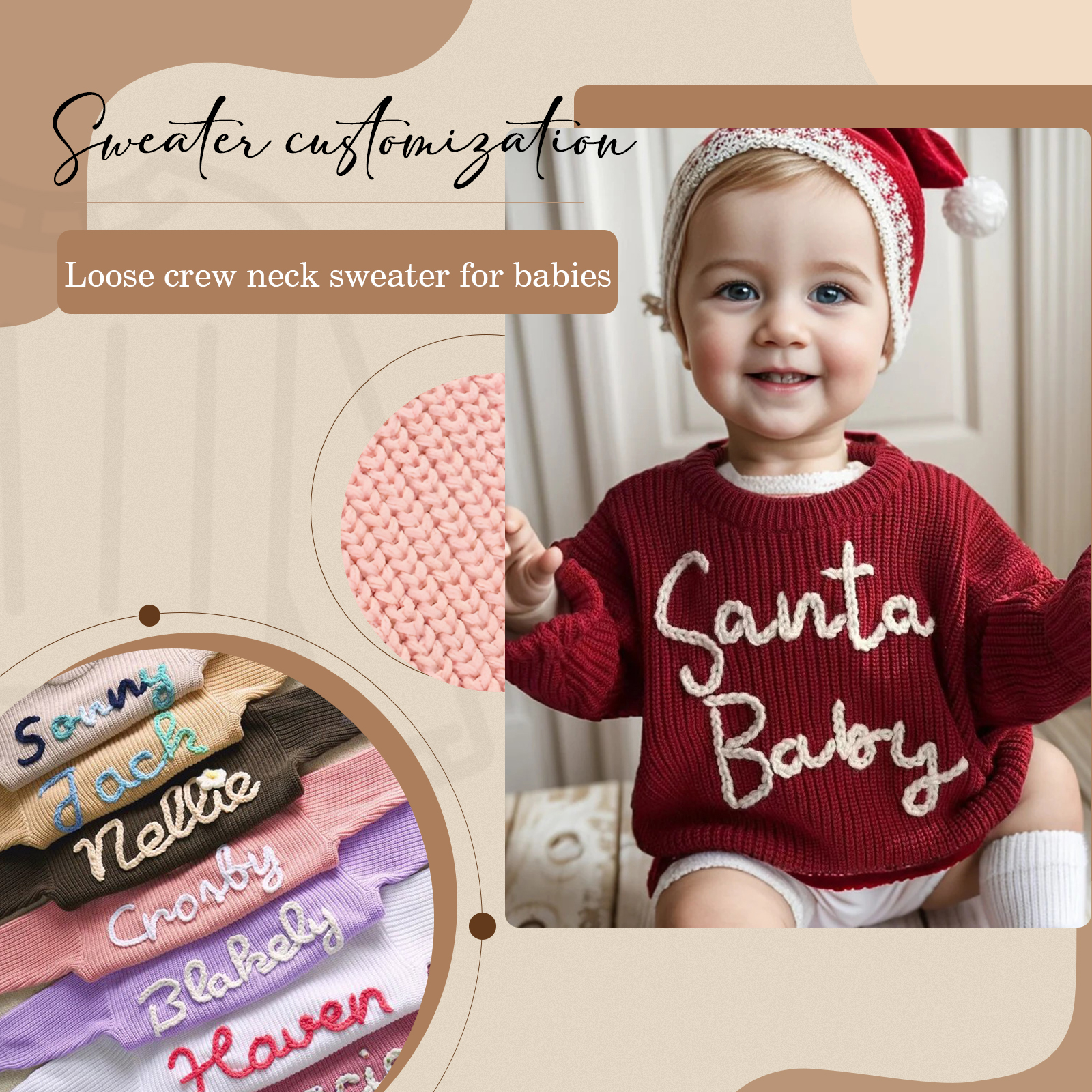 Personalized Kids Sweater Custom Knit Sweater with 1 Name