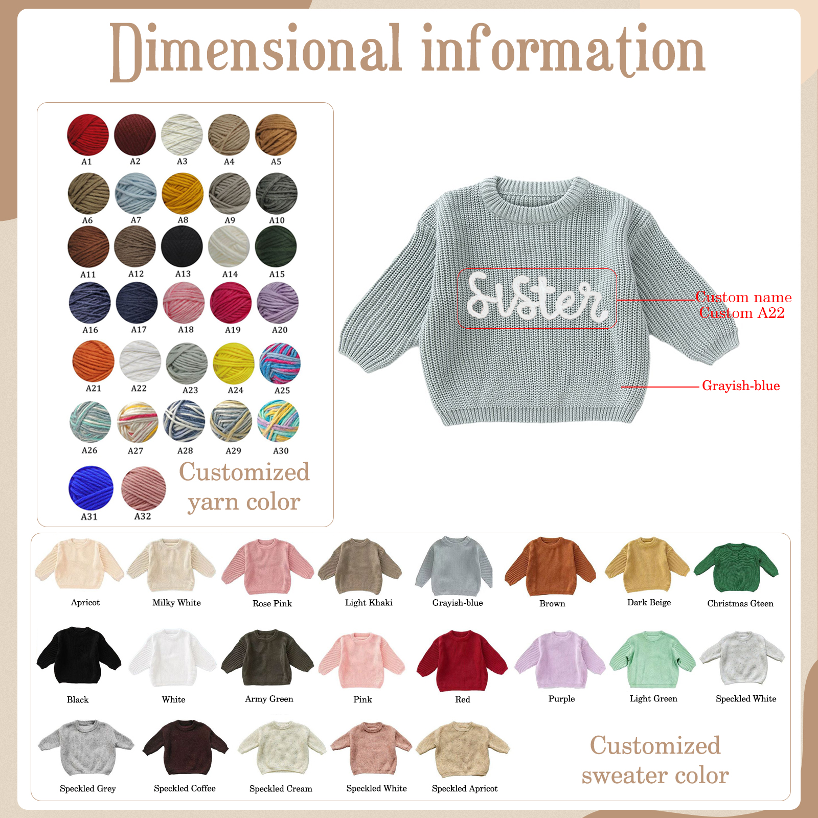 Personalized Kids Sweater Custom Knit Sweater with 1 Name