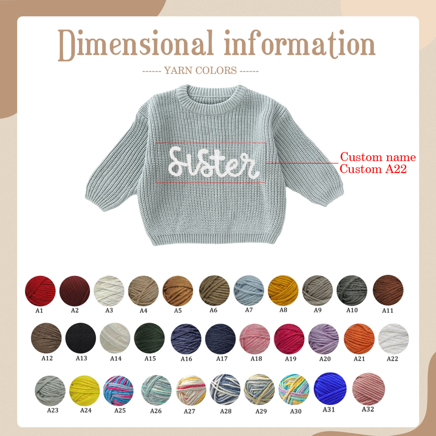 Personalized Kids Sweater Custom Knit Sweater with 1 Name