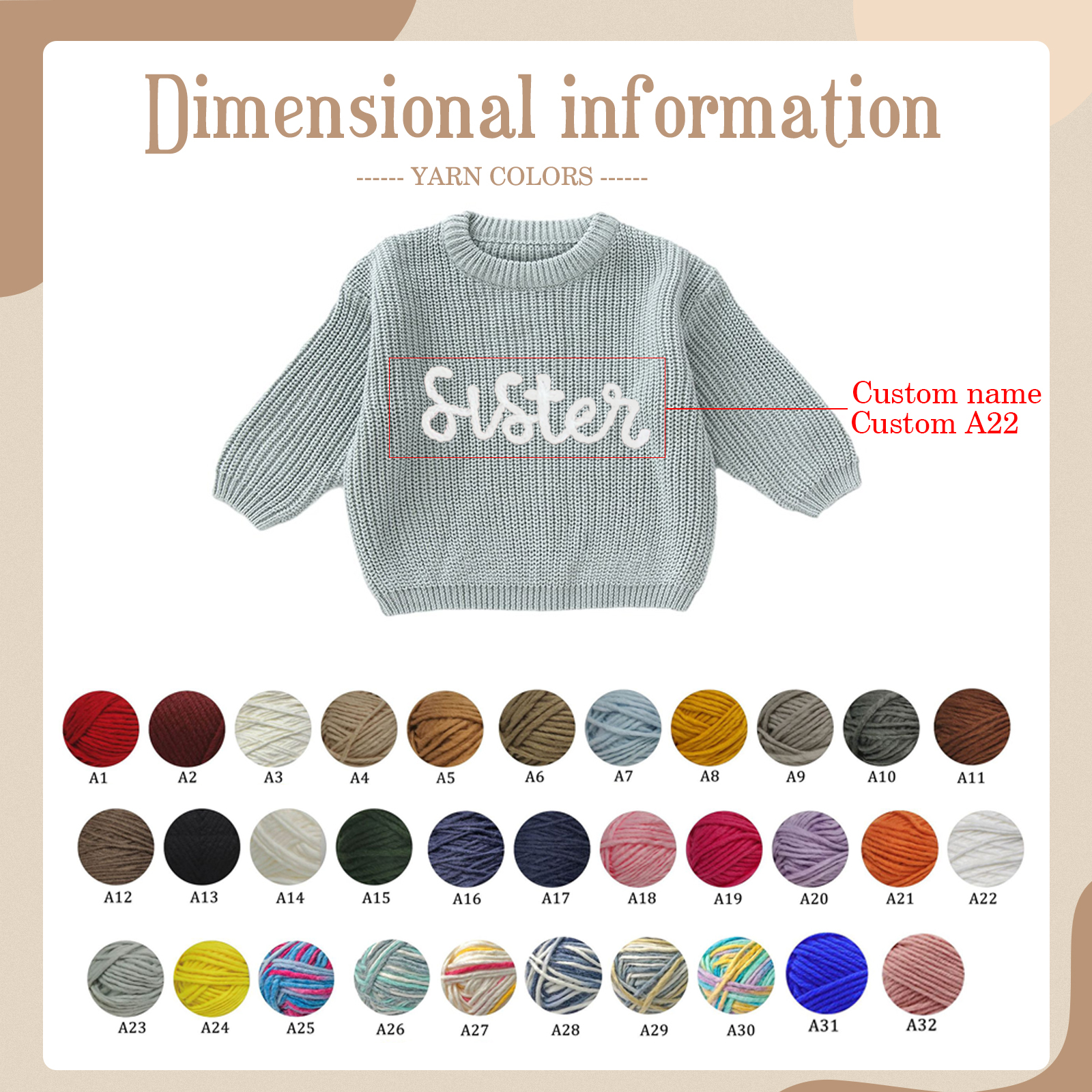 Personalized Kids Sweater Custom Knit Sweater with 1 Name