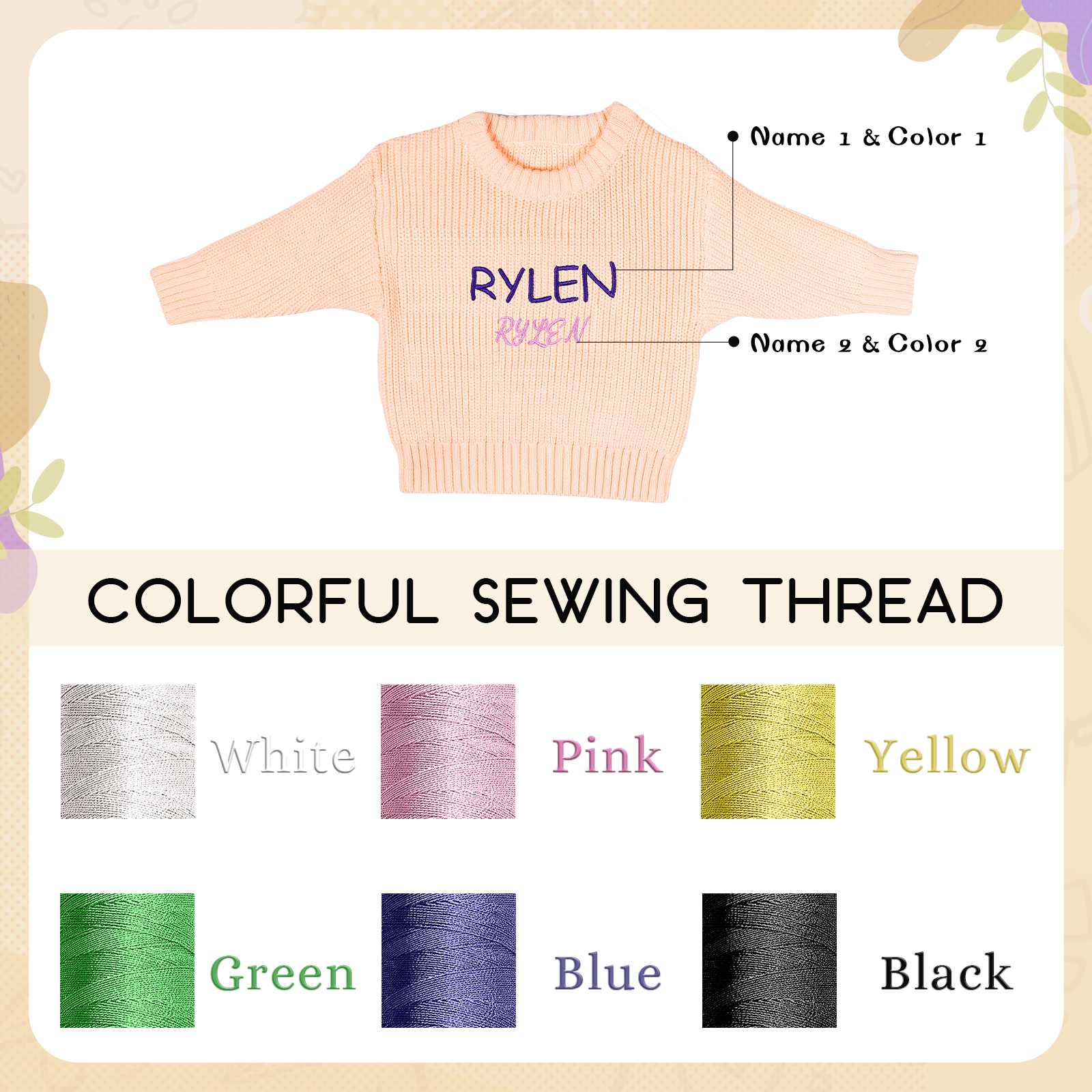 Personalized Kids Sweater Custom Knit Sweater with 1 Name Hand Embroidered Oversized Sweater Chunky Knit Name Jumper Newborn Baby Toddler Kids gift