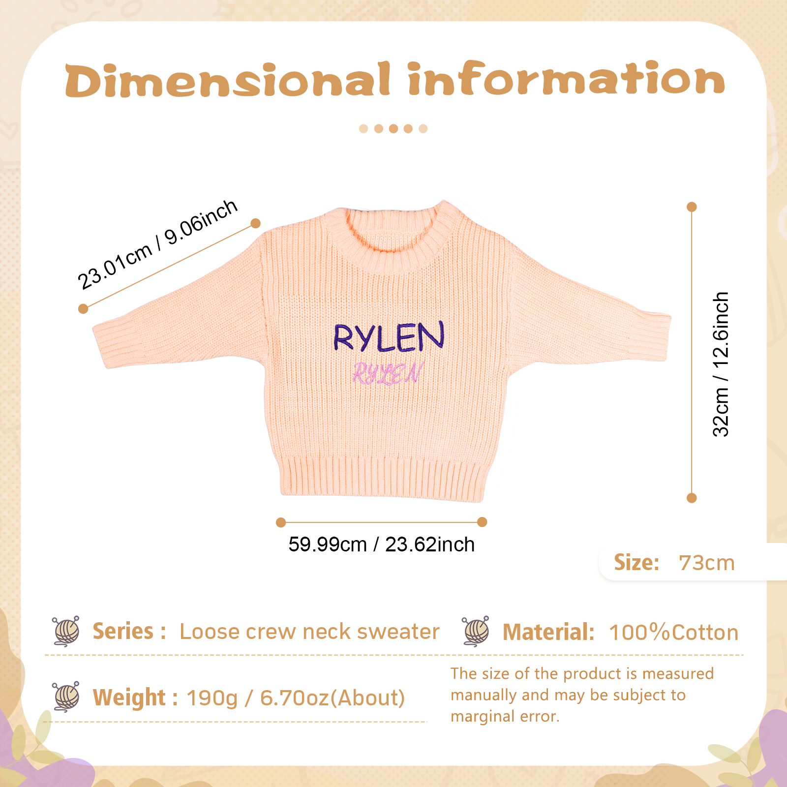 Personalized Kids Sweater Custom Knit Sweater with 1 Name Hand Embroidered Oversized Sweater Chunky Knit Name Jumper Newborn Baby Toddler Kids gift