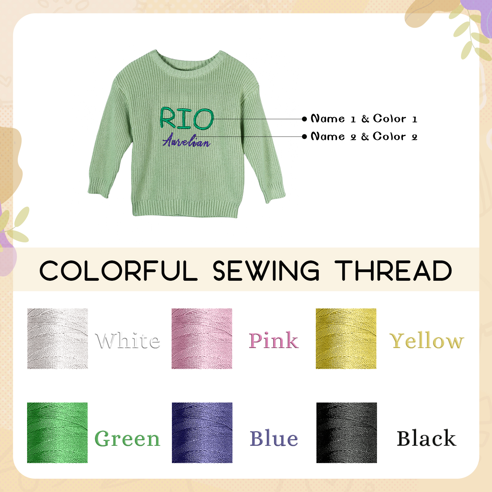 Personalized Kids Sweater Custom Knit Sweater with 1 Name Hand Embroidered Oversized Sweater Chunky Knit Name Jumper Newborn Baby Toddler Kids gift