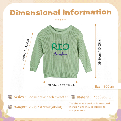 Personalized Kids Sweater Custom Knit Sweater with 1 Name Hand Embroidered Oversized Sweater Chunky Knit Name Jumper Newborn Baby Toddler Kids gift