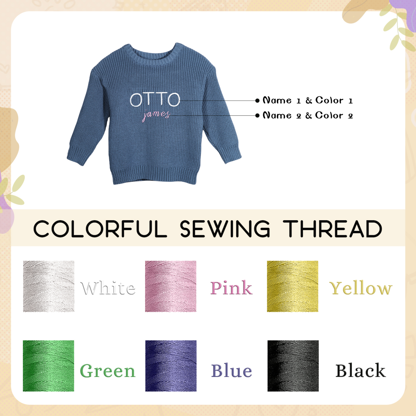 Personalized Kids Sweater Custom Knit Sweater with 1 Name Hand Embroidered Oversized Sweater Chunky Knit Name Jumper Newborn Baby Toddler Kids gift