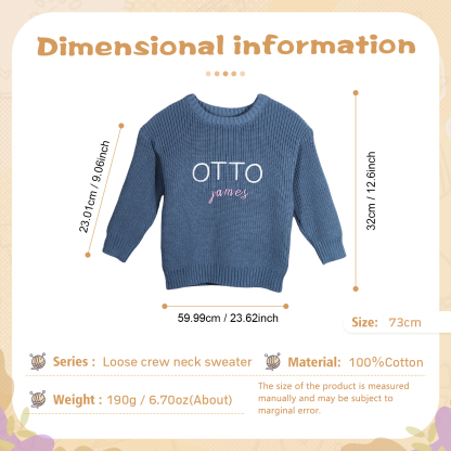 Personalized Kids Sweater Custom Knit Sweater with 1 Name Hand Embroidered Oversized Sweater Chunky Knit Name Jumper Newborn Baby Toddler Kids gift