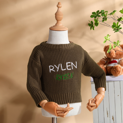 Personalized Kids Sweater Custom Knit Sweater with 1 Name Hand Embroidered Oversized Sweater Chunky Knit Name Jumper Newborn Baby Toddler Kids gift