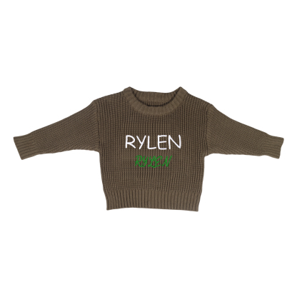 Personalized Kids Sweater Custom Knit Sweater with 1 Name Hand Embroidered Oversized Sweater Chunky Knit Name Jumper Newborn Baby Toddler Kids gift