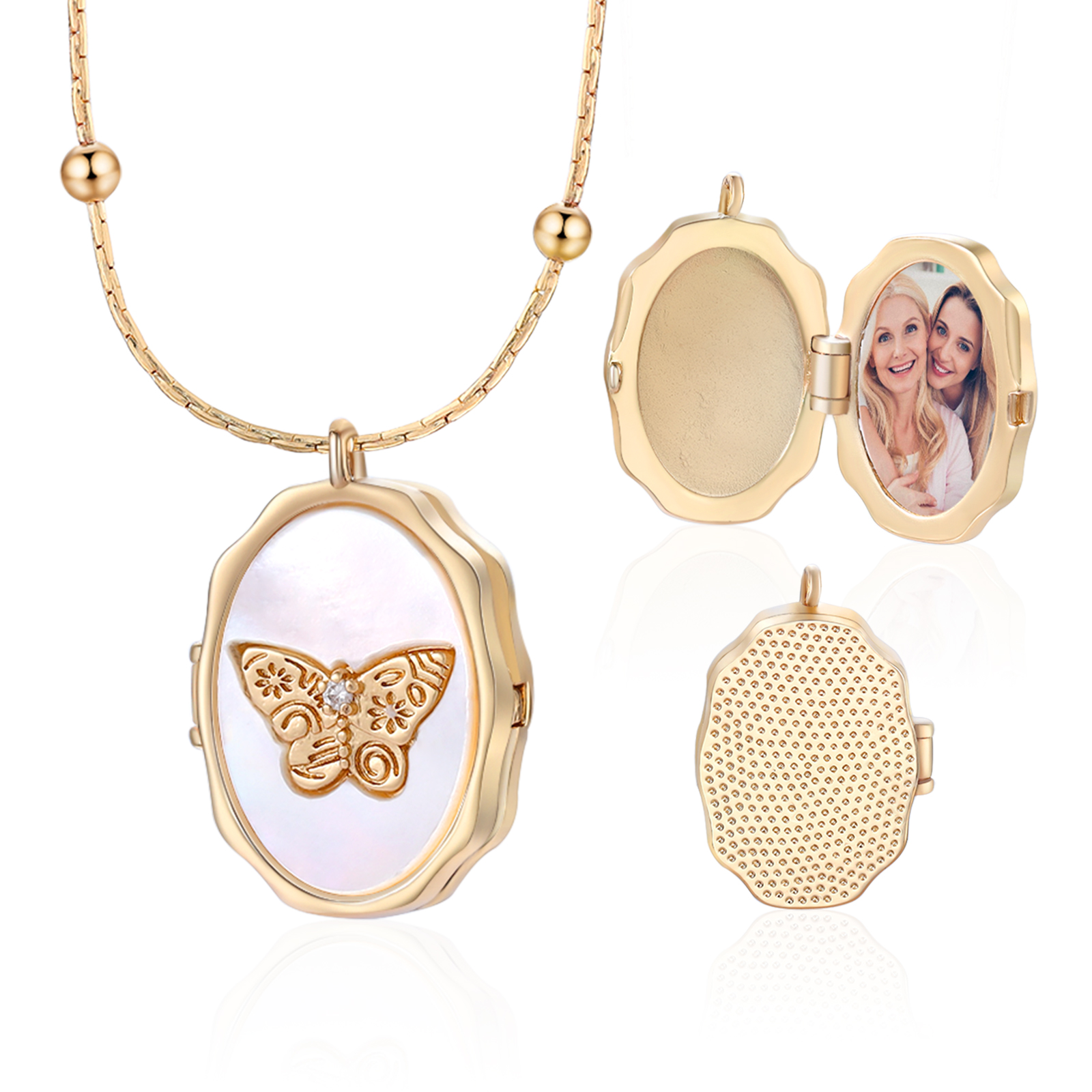 Personalized Gold Locket Necklace with 1 Photo