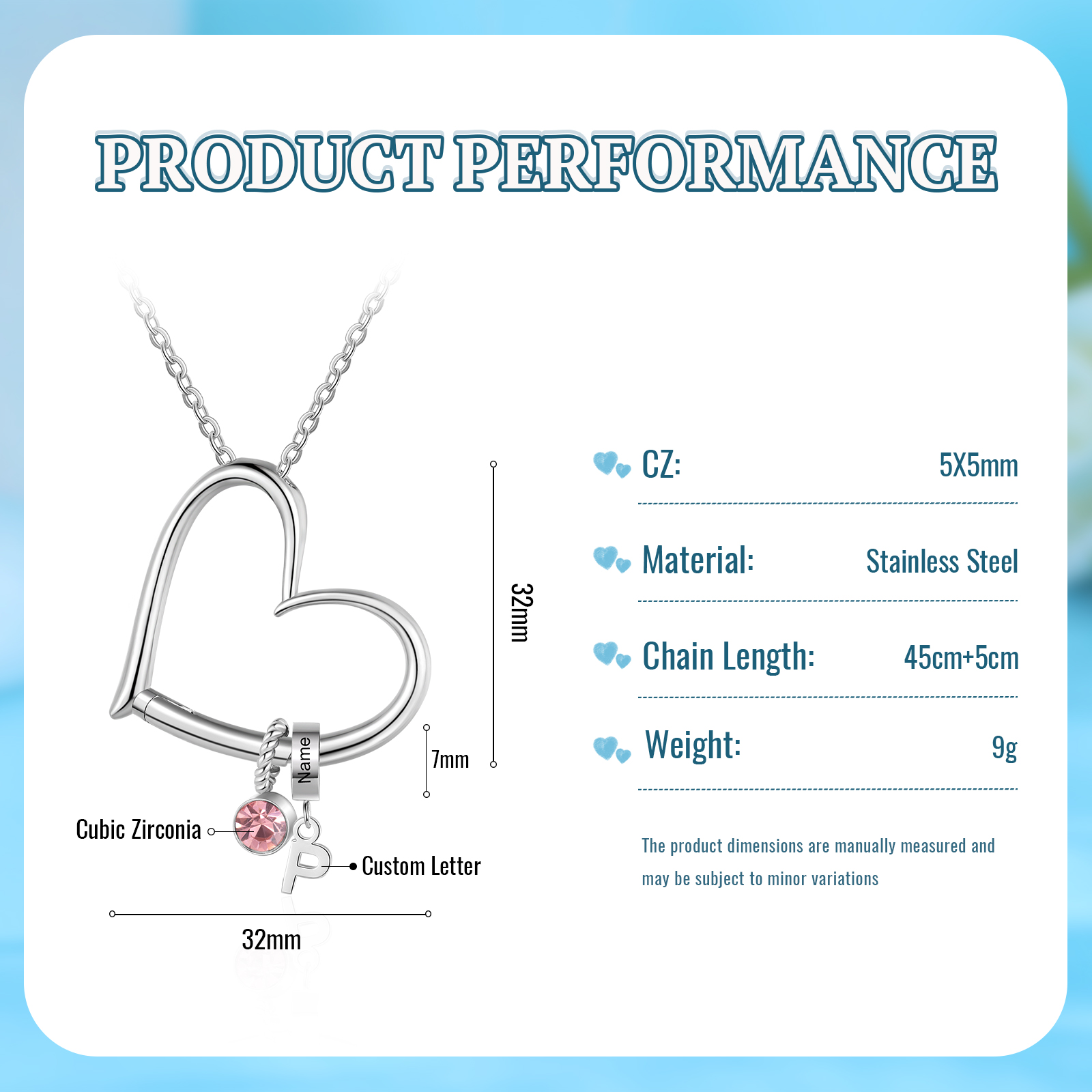 Custom Heart Necklace with Birthstone and Name – Family Personalized Necklace Gift for Women