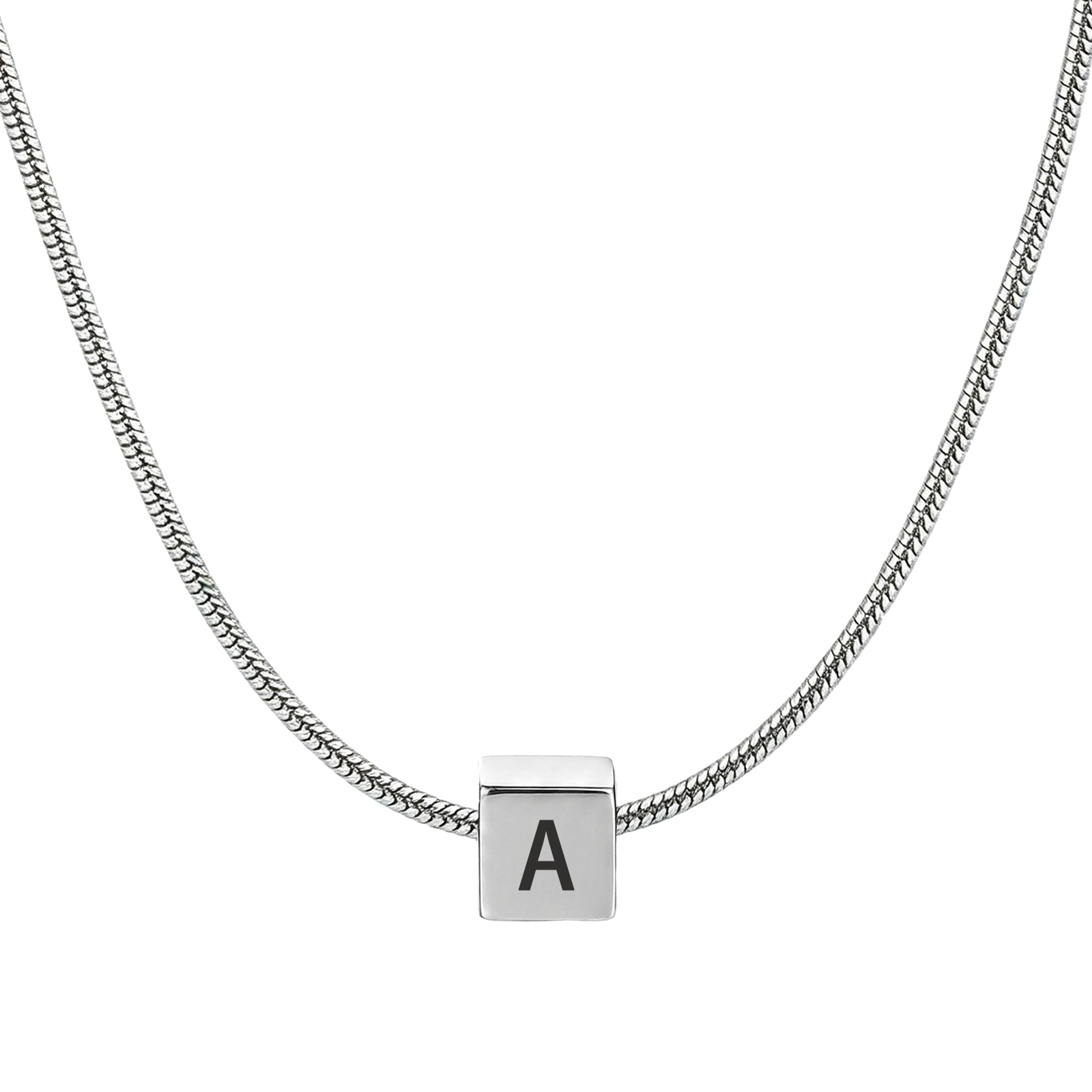 Personalized Stainless Steel Cube 1-6 Letters Necklace for Men