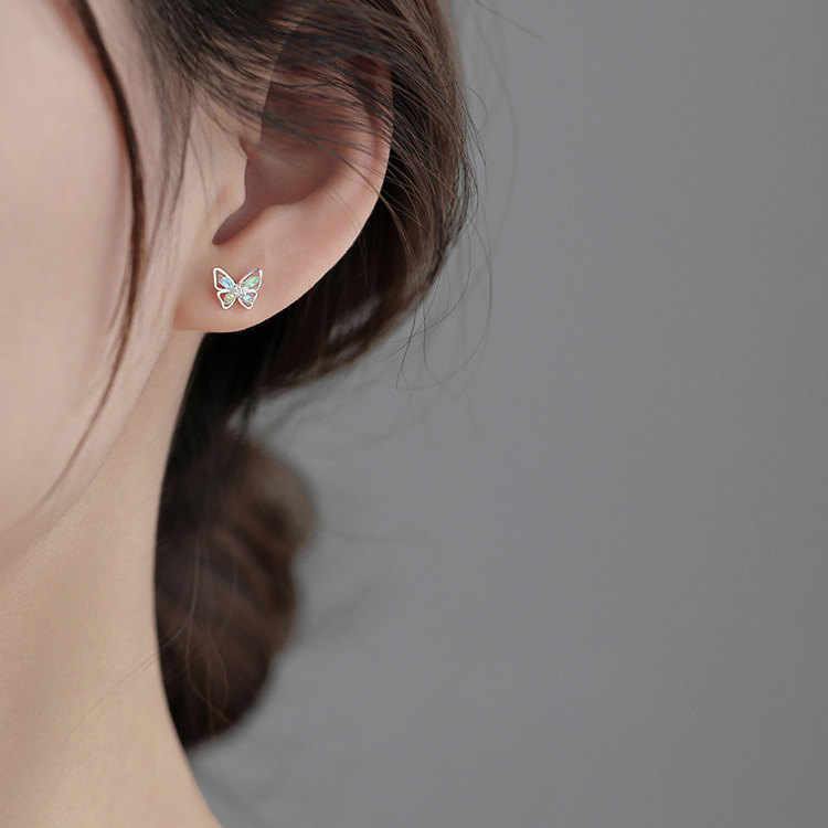 Mini Butterfly Stud Earrings – Dainty Crystal Butterfly Earrings with Multicolor Wings - Jewellery for Women & Girls | Lorajewel