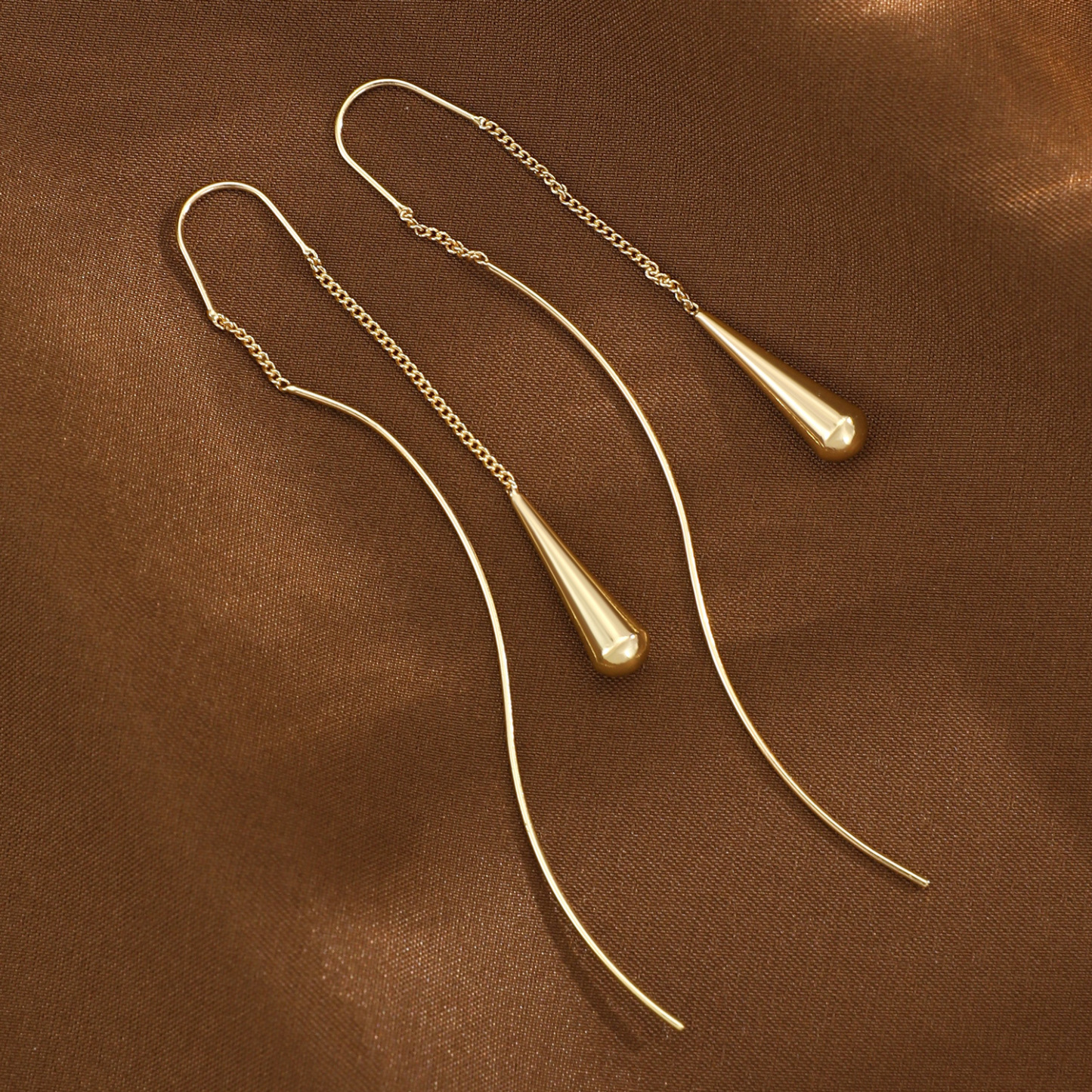 Minimalist Drop Threader Earrings – Long Sleek Pull-Through Dangle Earrings - Lightweight Modern Jewellery for Women | Lorajewel