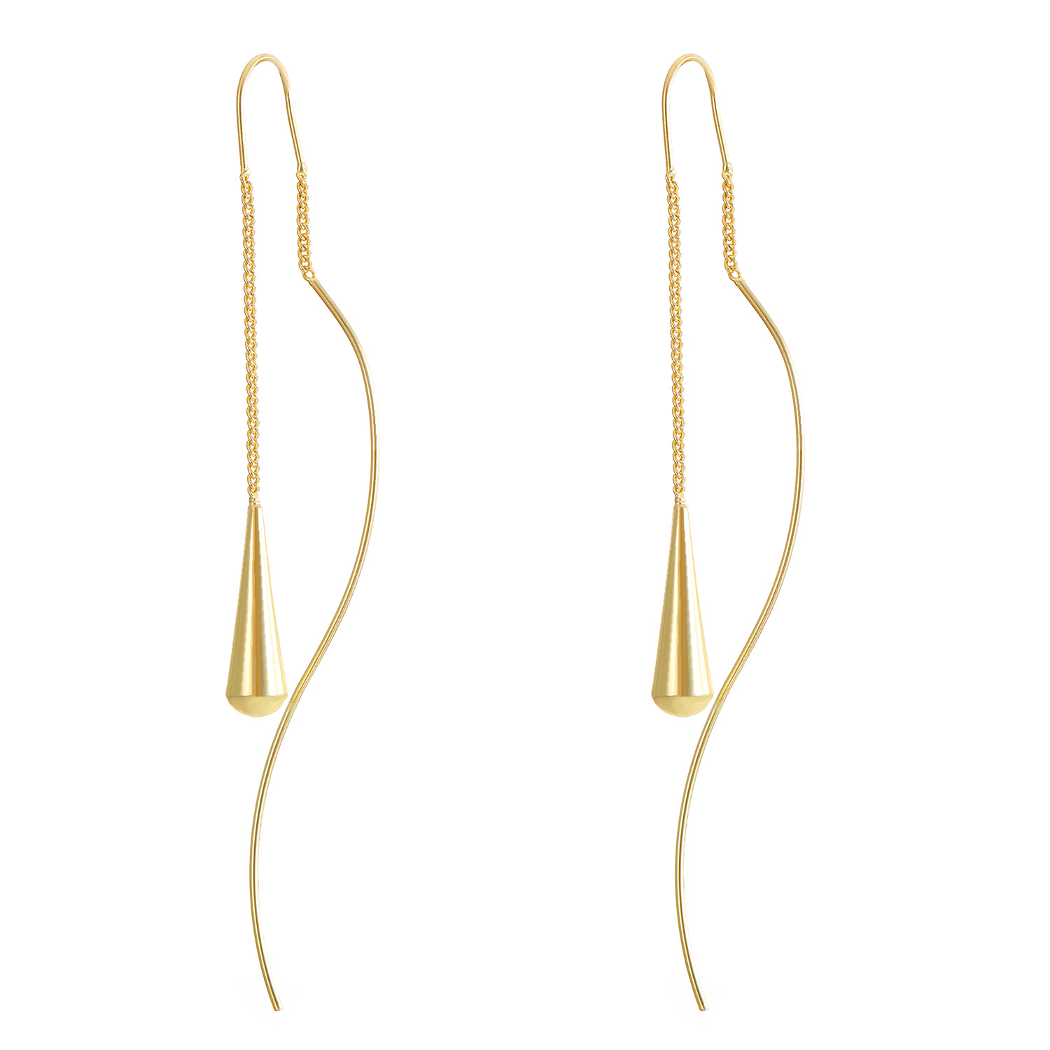 Minimalist Drop Threader Earrings – Long Sleek Pull-Through Dangle Earrings - Lightweight Modern Jewellery for Women | Lorajewel