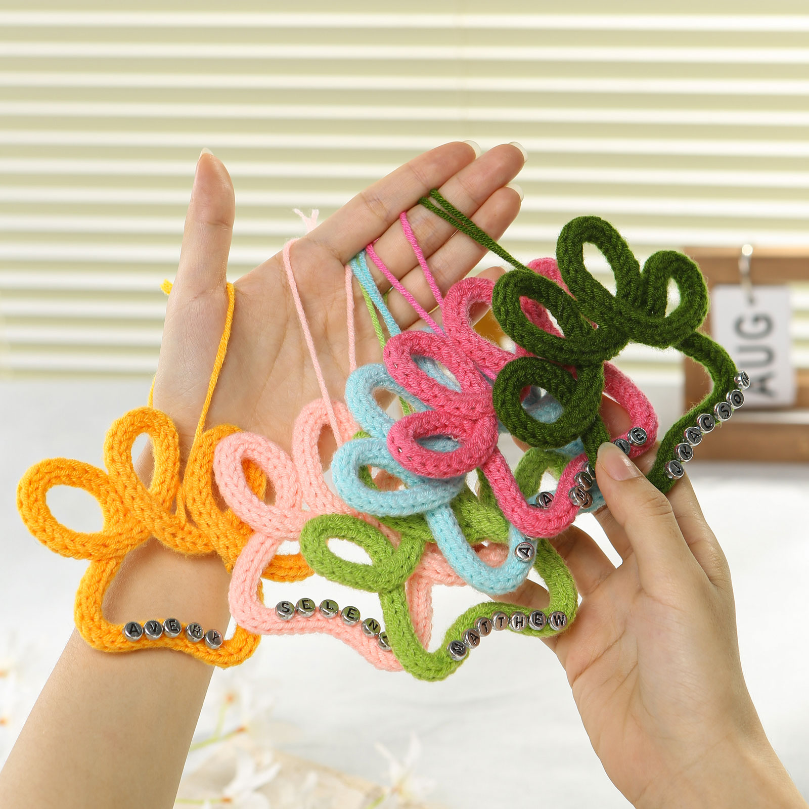 Personalized Beaded Name Crochet Paw Print Ornament