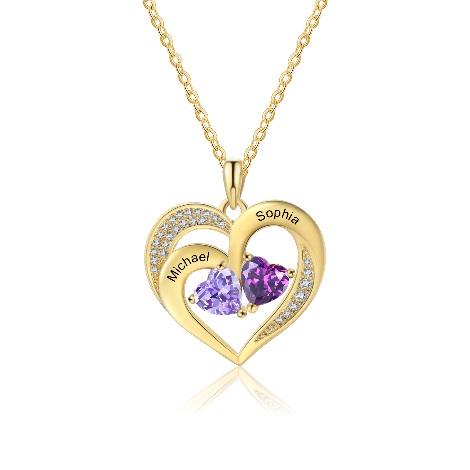 Personalized S925 Heart Necklace with 1-5 Names